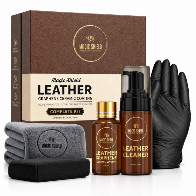 Magic Shield Leather kit: box, cleaner, coating, gloves, towel and applicator