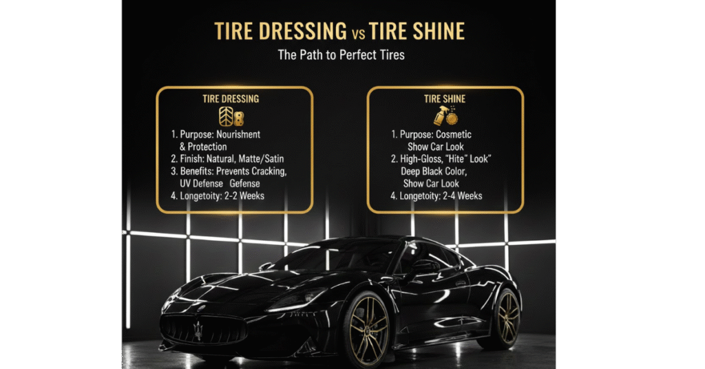 Tire Dressing vs Tire Shine