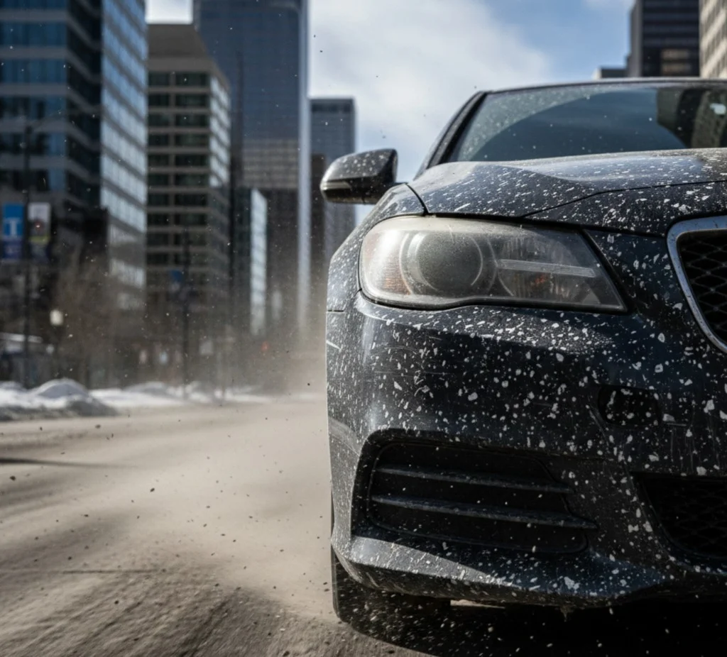 Calgary vehicle paint exposed to gravel, road salt, and changing weather